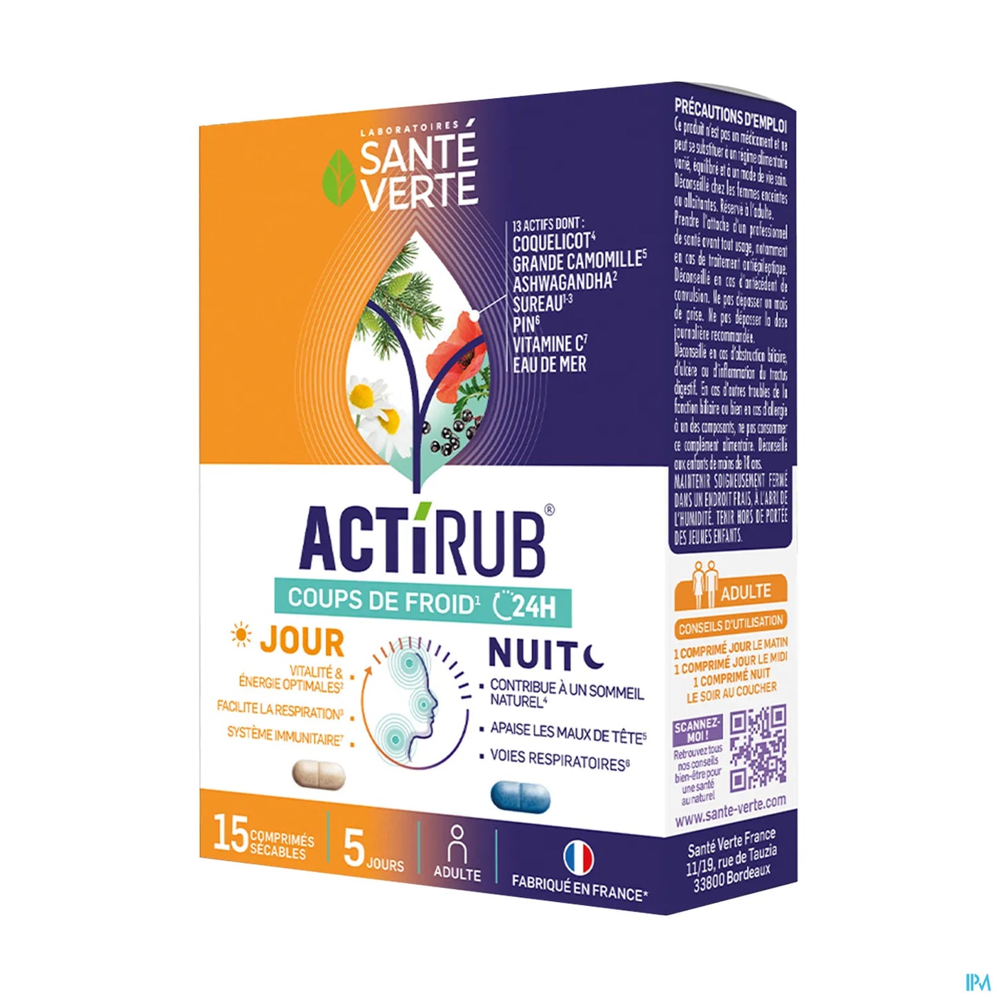 Santé Verte Actirub Jour Nuit 15 comprimés