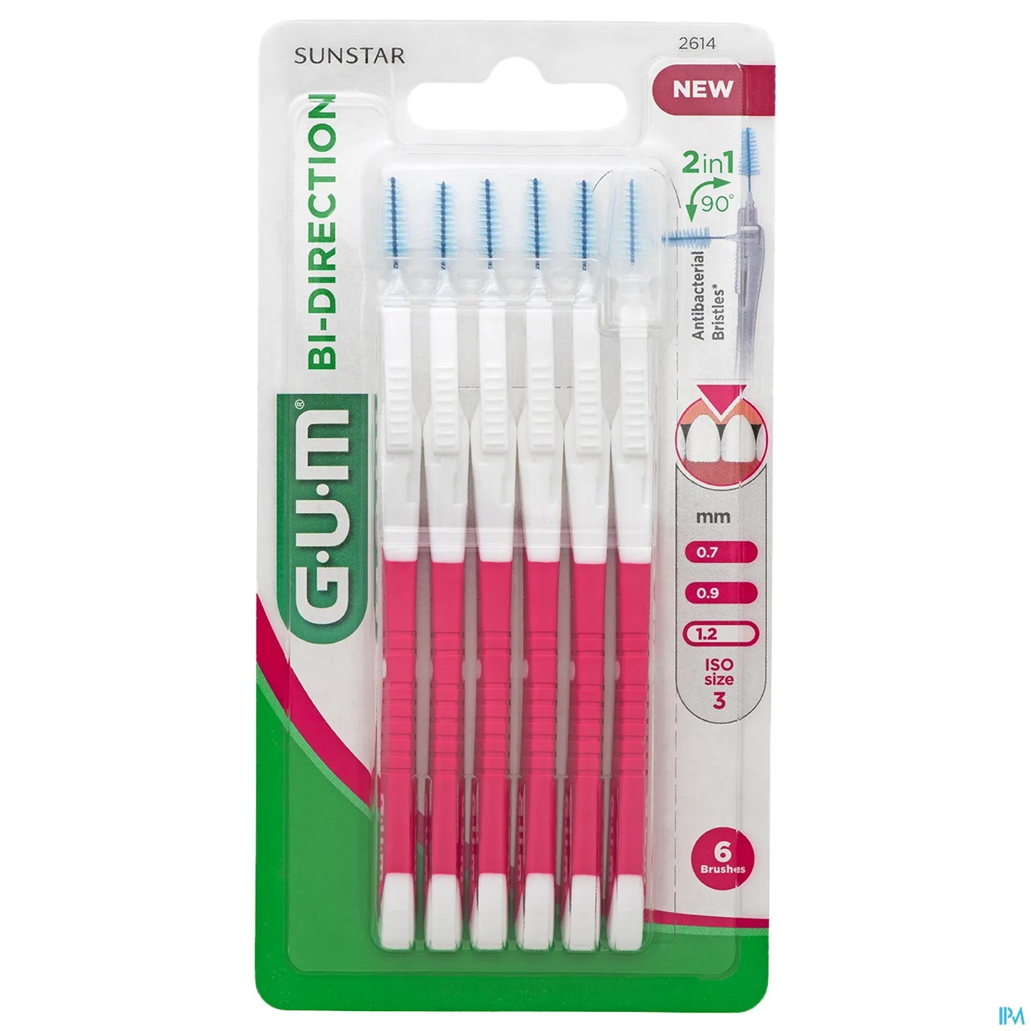 G.U.M Brossette Interdentaires Bi-Direction Fine 1.2mm x6