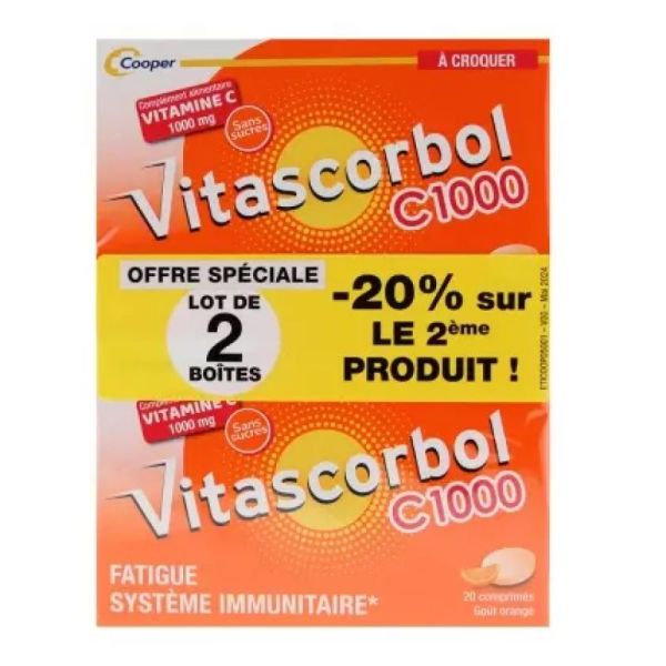 Vitascorbol C1000 Vitamina C Gusto Arancia 2x20 Compresse Masticabili