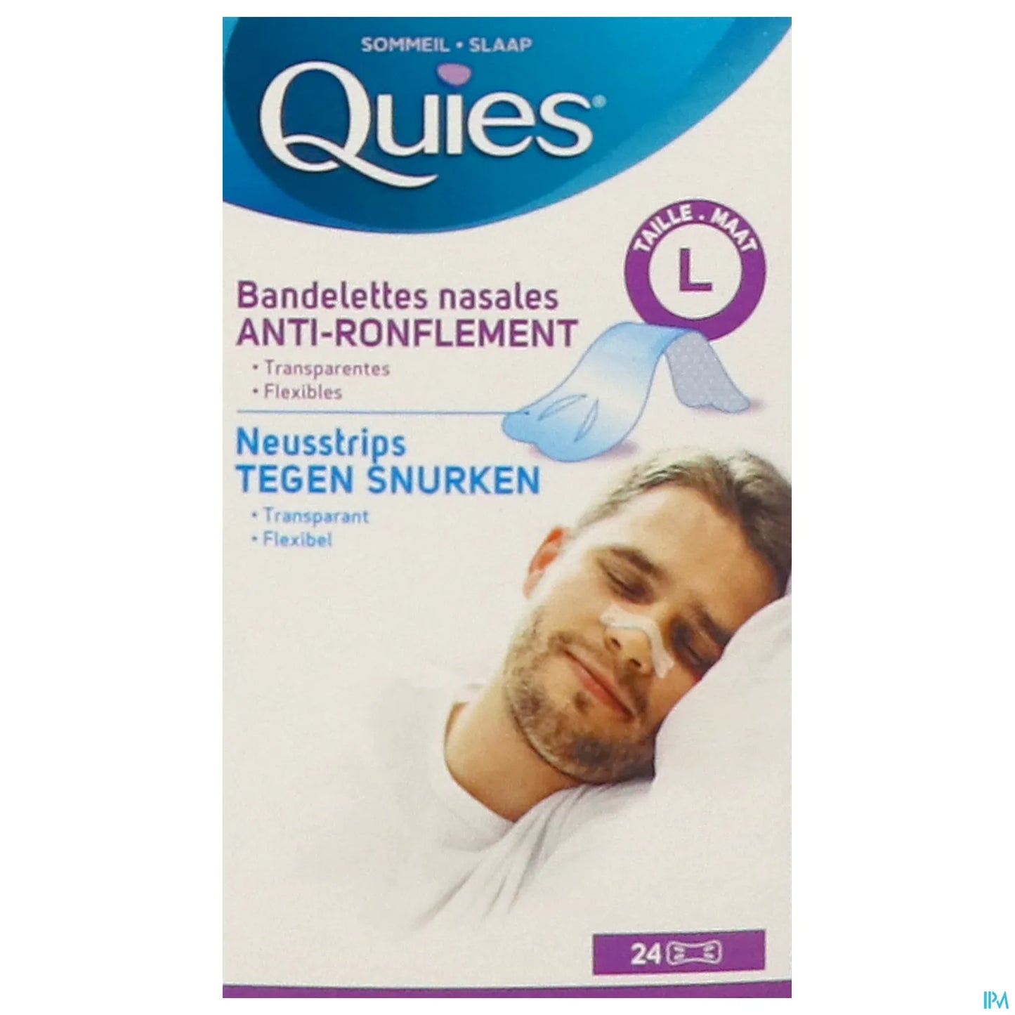Anti-Ronflement 24 Bandelettes Nasales Taille L
