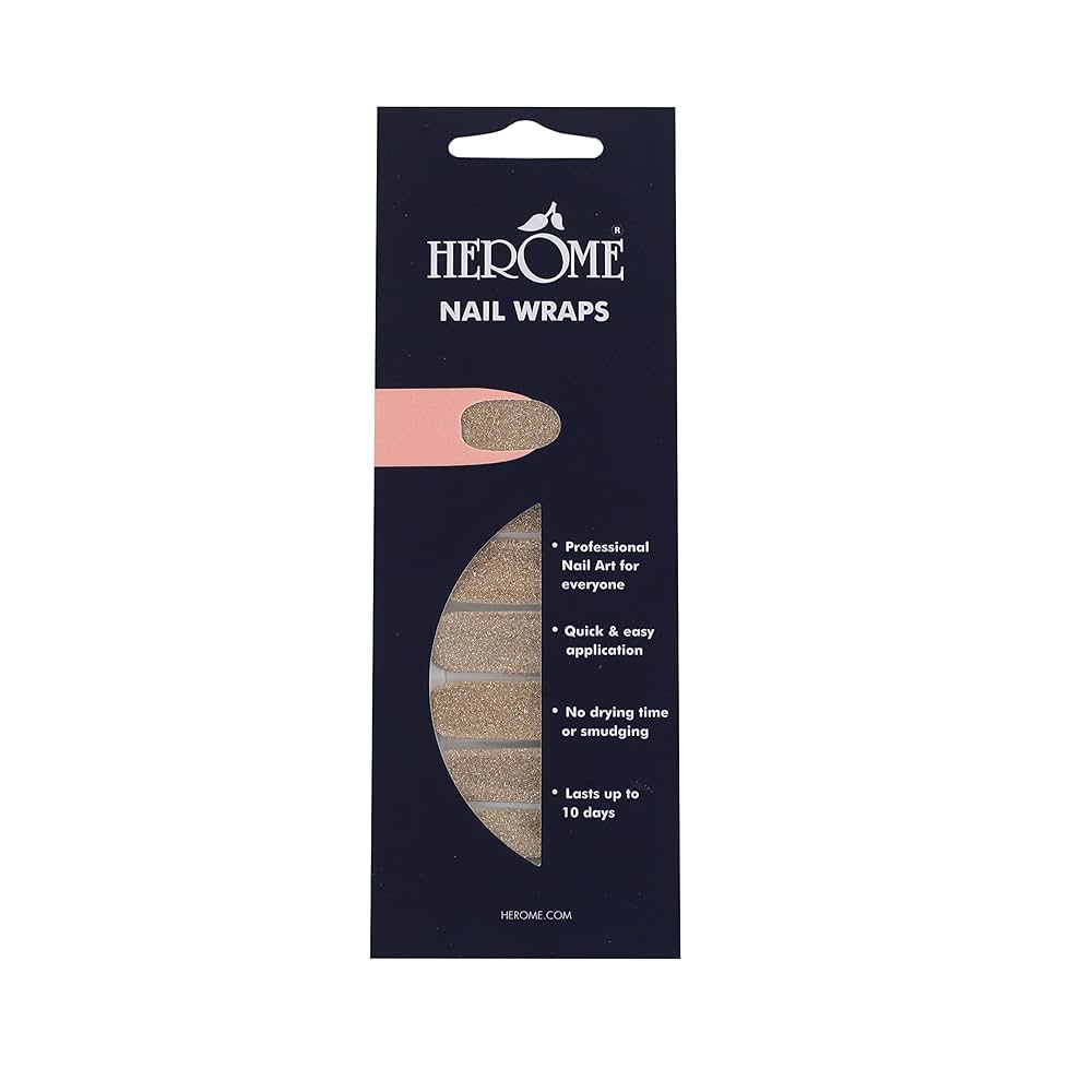 Nail Wraps Sheet of 20 Golden Glitter Nail Stickers