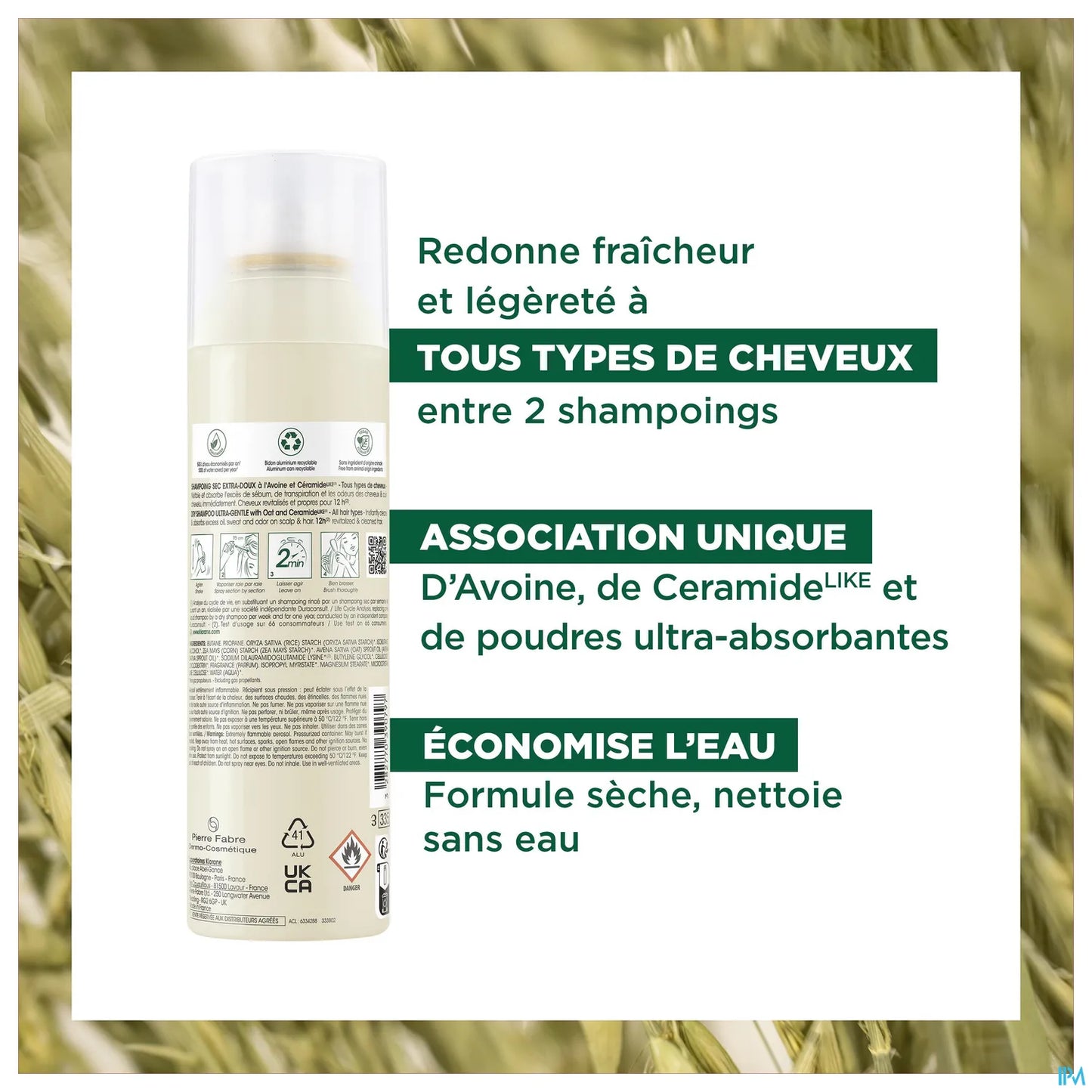 Shampoing Sec Extra Doux à l'Avoine et Céramide 150 ml
