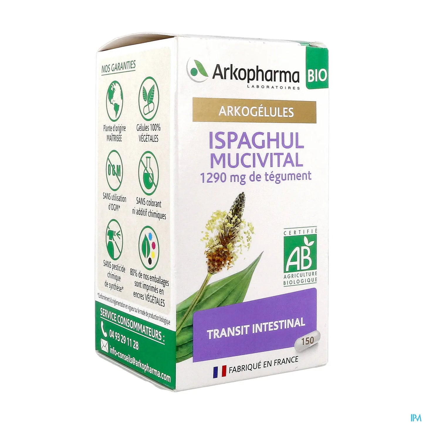 Organic Blond Psyllium Ispaghul 150 capsules