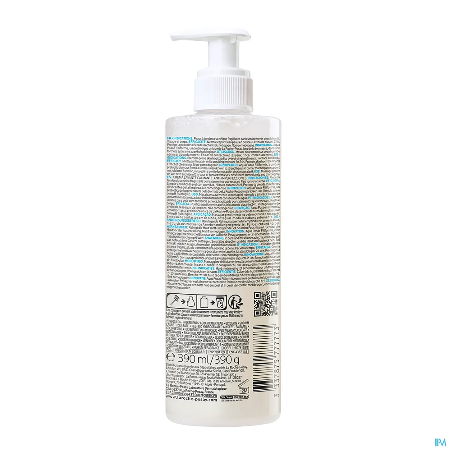 Effaclar H Iso-Biome Crème Lavante Visage 390ml