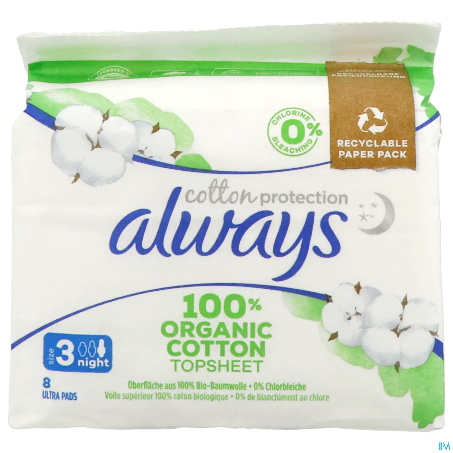 Cotton Protection 8 Night Sanitary Towels Size 3