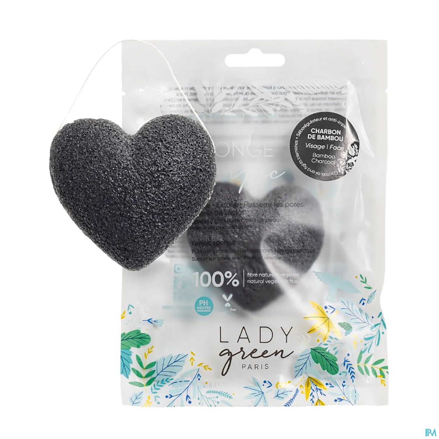 Lady Green Éponge Visage Konjac au Charbon de Bambou