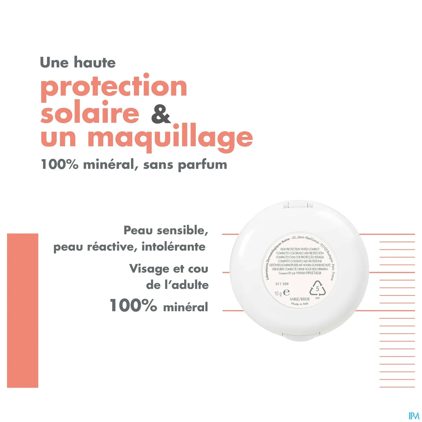 Compact Teinté Doré SPF 50 Protection Solaire Haute