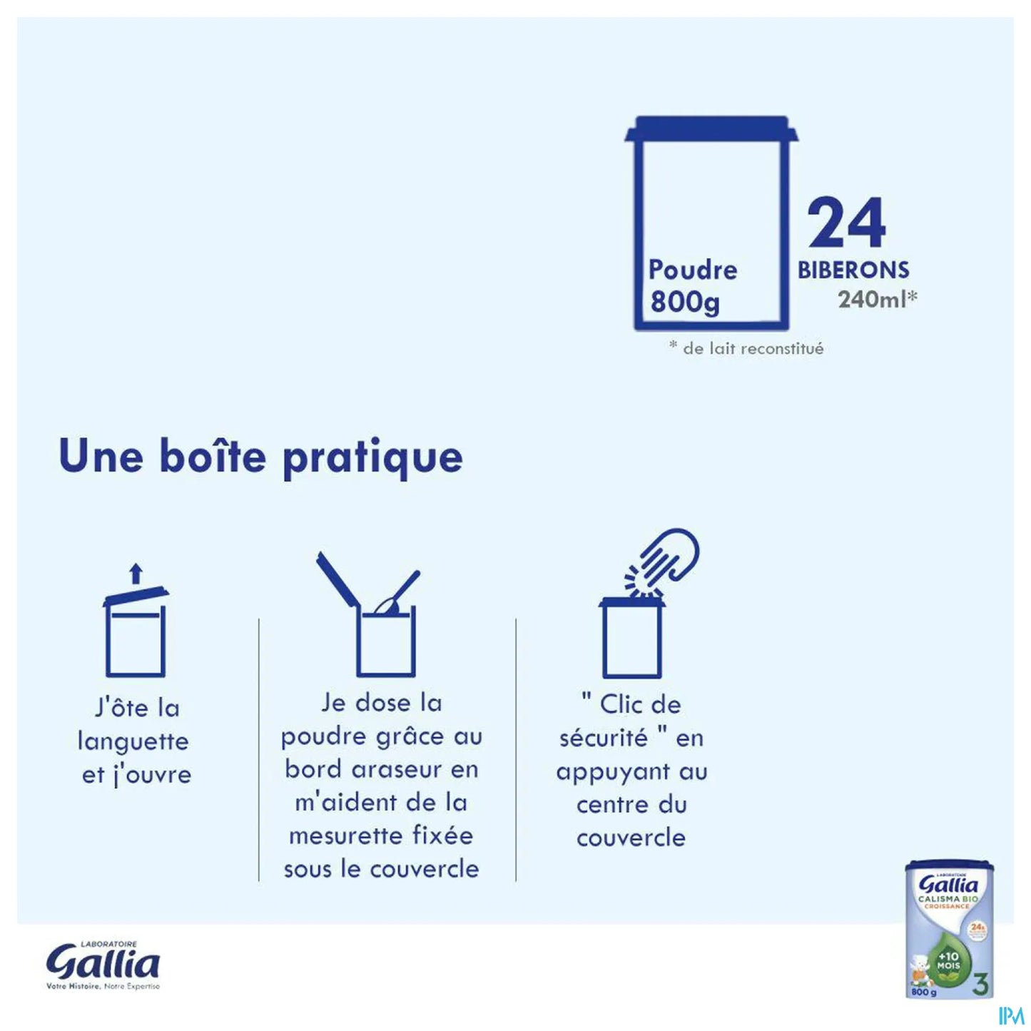 Gallia Calisma Croissance Bio 3ème Âge dès 10 Mois 800 g
