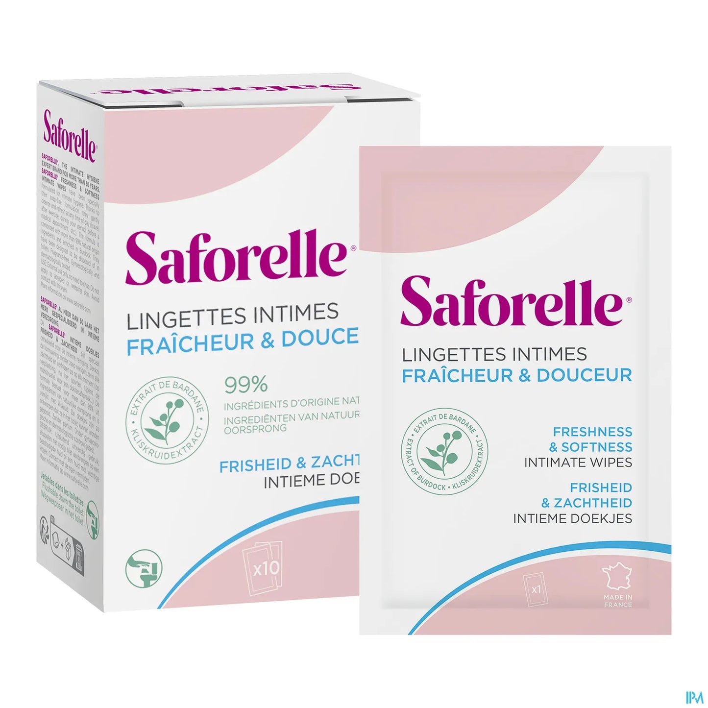 Lingettes Intimes Biodégradables Fraîcheur et Douceur Boîte de 10 Sachets