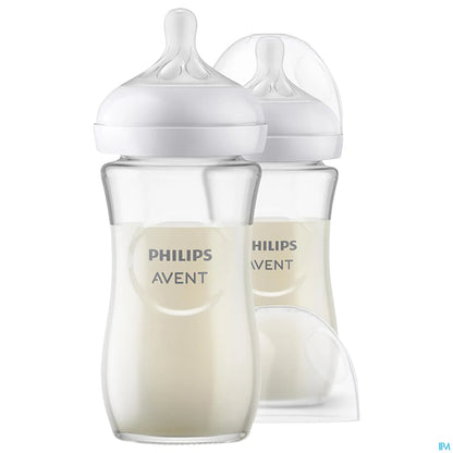 Philips Avent Natural Response Glass Baby Bottles 240ml 1 Month and Older