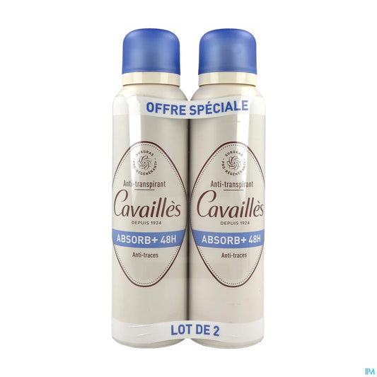 Rogé Cavaillès Absorb+ Deodorante Spray Antitraspirante 48H Confezione da 2 x 150 ml