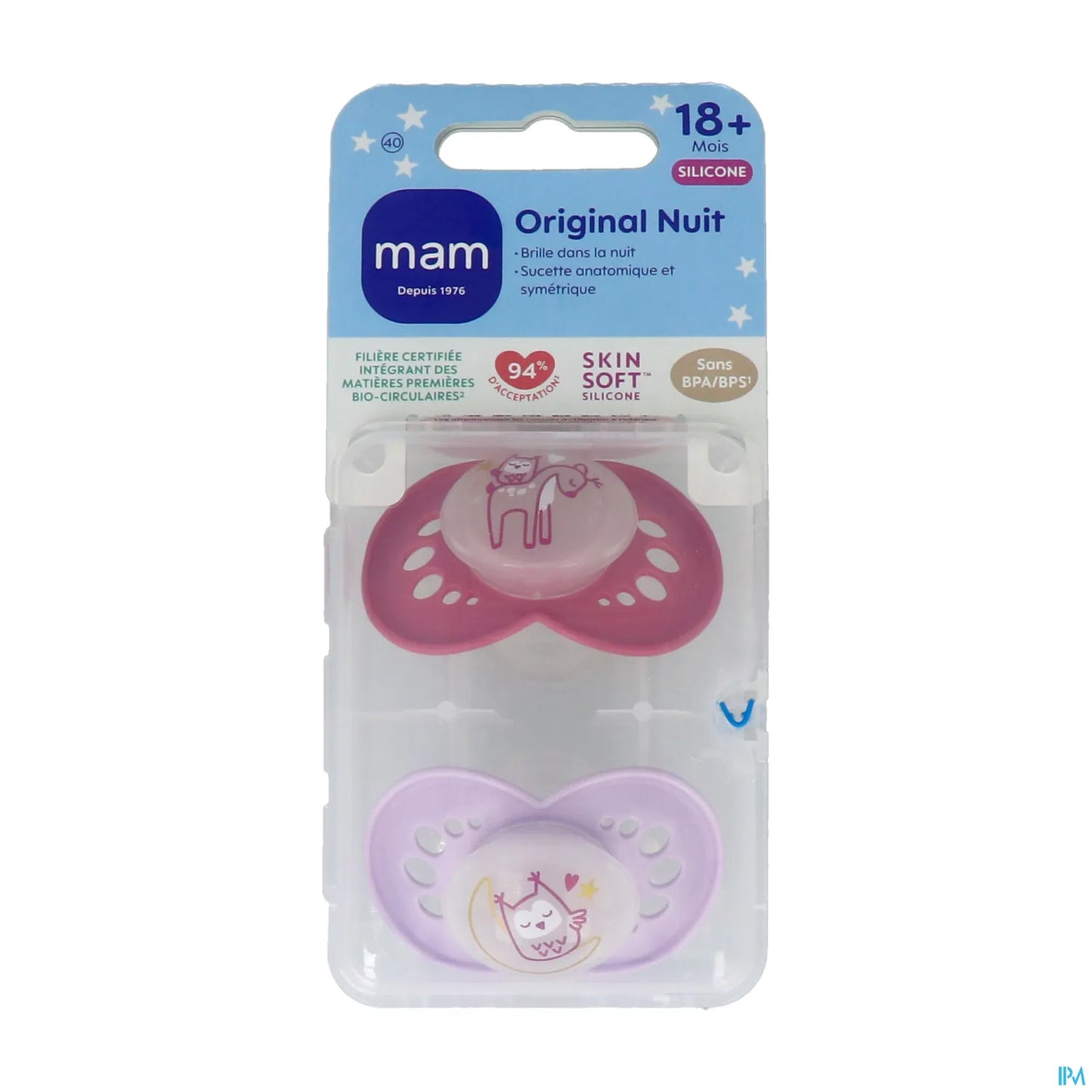Sucette Original Nuit Silicone +18 Mois Lot de 2