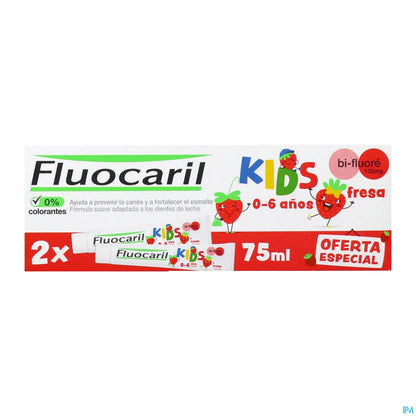 Dentifricio Bi-Fluoruro per Bambini 0-6 Anni Gel alla Fragola Confezione da 2 x 50ml