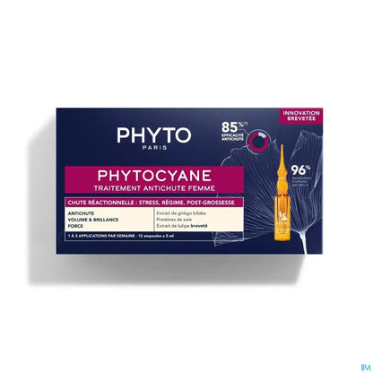 PhytoCyane Traitement Anti-Chute Reactionnel Femme 12 Ampoules 5ml