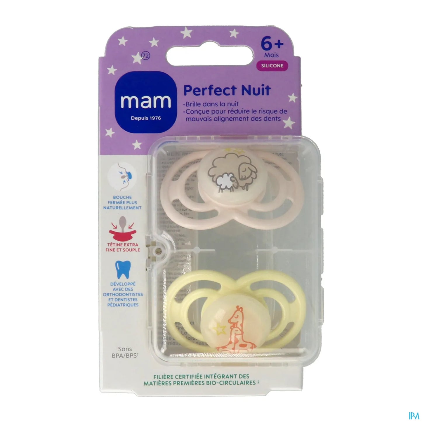 Set di 2 ciucci in silicone Perfect Night +6 mesi
