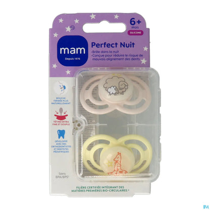 Set di 2 ciucci in silicone Perfect Night +6 mesi