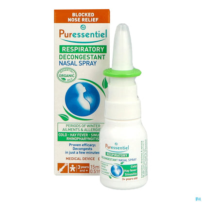 Spray nasale decongestionante biologico per le vie respiratorie 15 ml