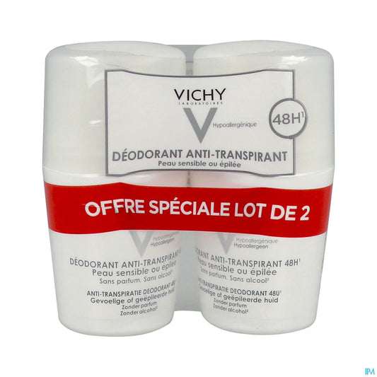 Deodorante antitraspirante 48 ore per pelli sensibili o senza peli Roll-On 2x50ml