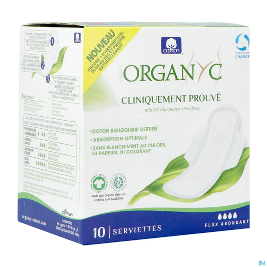 Organic Cotton Sanitary Towels Heavy Flow 10 Units