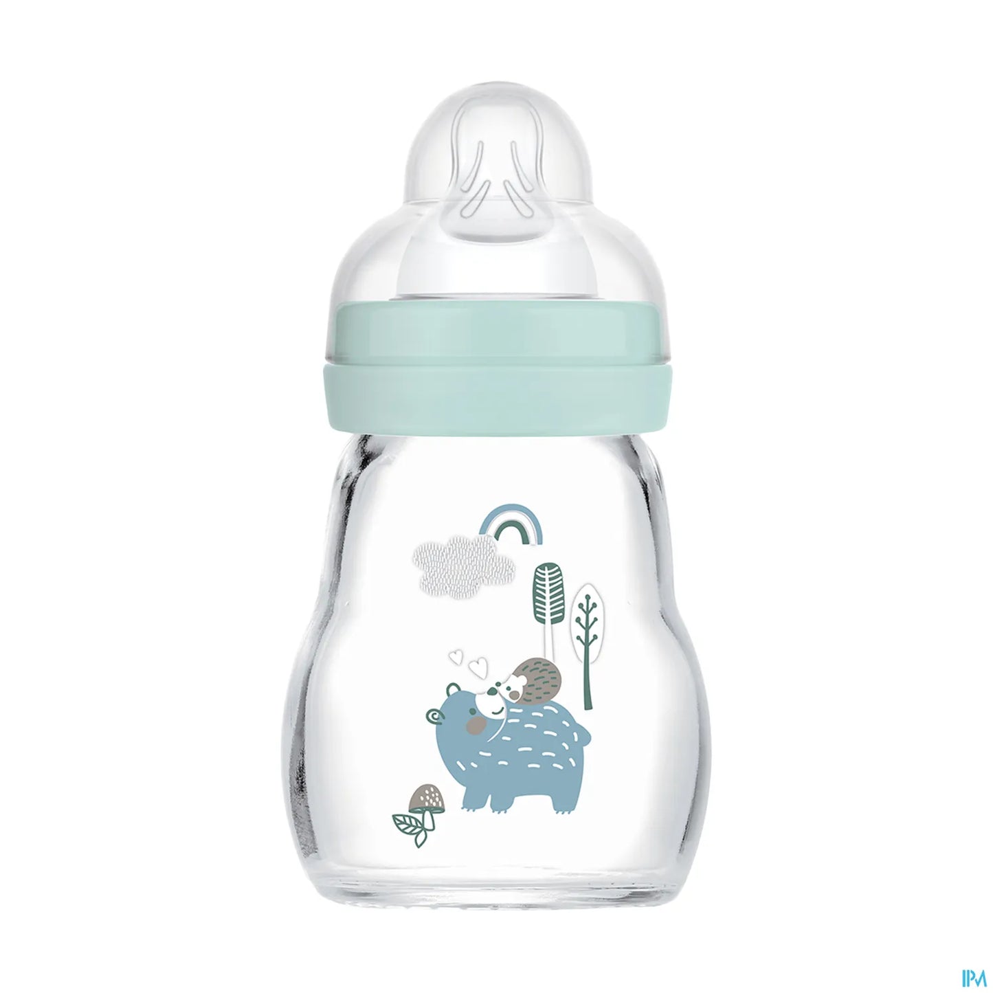 Biberon en Verre Premium 170 Ml Nature Aqua 0 Mois et Tétine SkinsSoft Débit 1