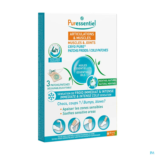 Cerotti freddi Cryo Pure per articolazioni e muscoli, 3 cerotti