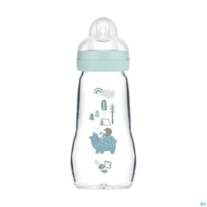 Biberon in vetro 260ml blu 2 mesi
