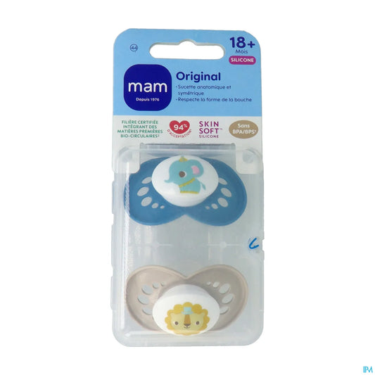 Ciuccio in silicone originale Animali +18 mesi Confezione da 2