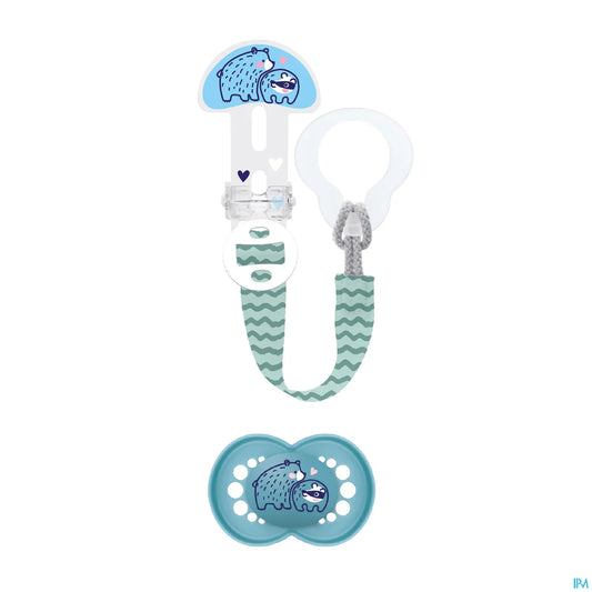 Kit Sucette Anatomique Silicone et Attache-Sucette +6 Mois