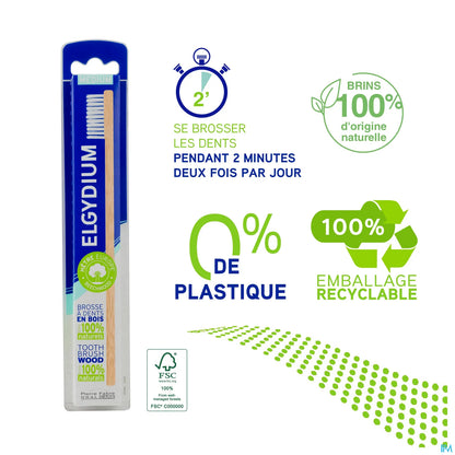 Spazzolino da denti in legno medio, setole 100% naturali