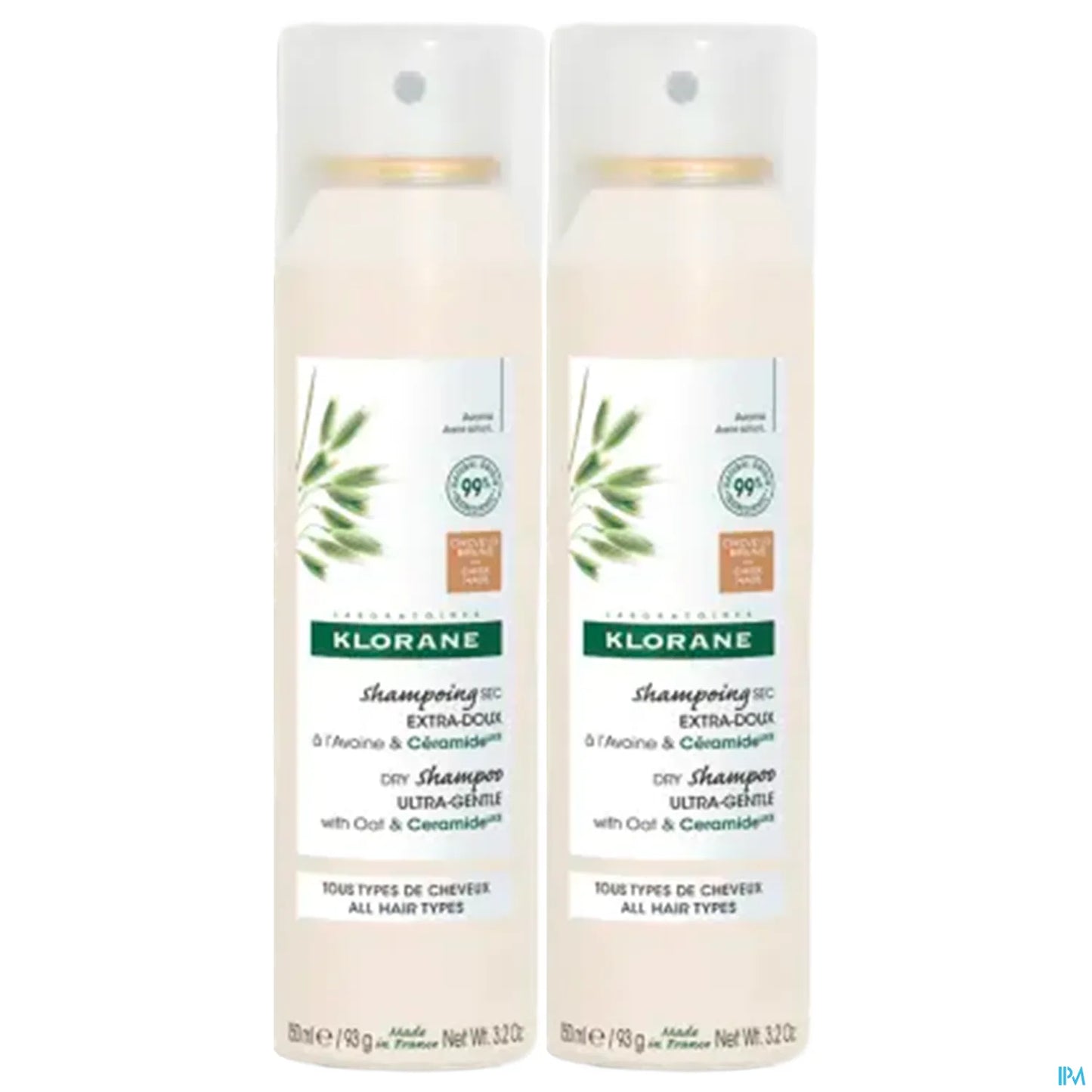 Shampoo secco al latte d'avena per capelli castani e castano chiaro 2x150ml