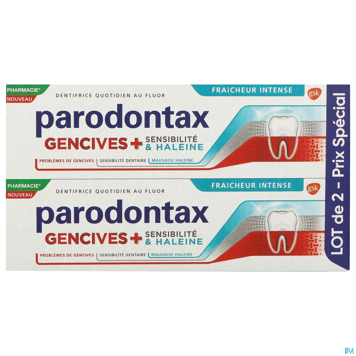 Dentifrice Gencives Sensibilité et Haleine Fraicheur Intense 2x75ml