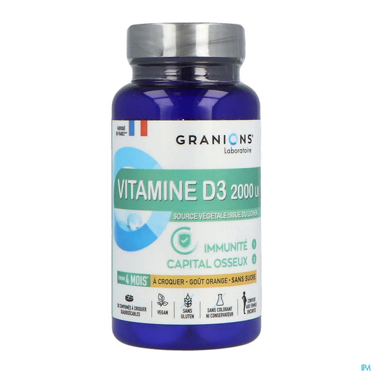 Vitamine D3 2000 UI 30 Comprimés à Croquer