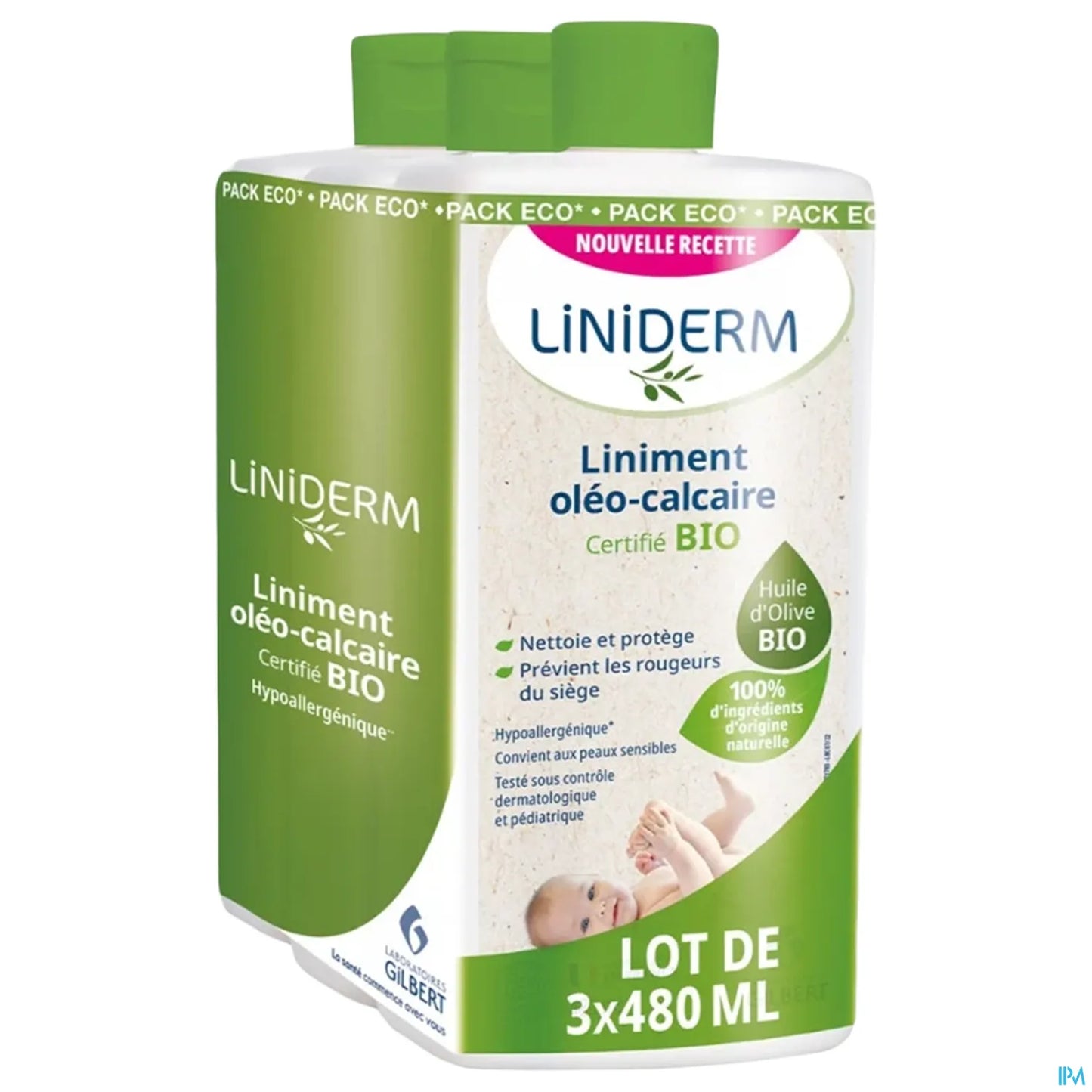 Gilbert Liniderm Liniment Oléo-Calcaire Certifié Bio 3x480ml