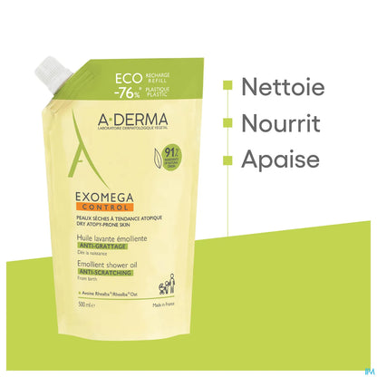 Exomega Control Huile Nettoyante Emolliente Recharge 500ml
