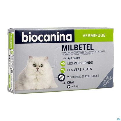 Milbetel Vermifuge 16 mg/40 mg Pour Chats 2 Comprimés
