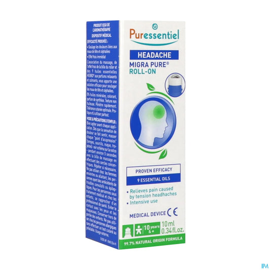 Rullo per il mal di testa con 9 oli essenziali 10 ml