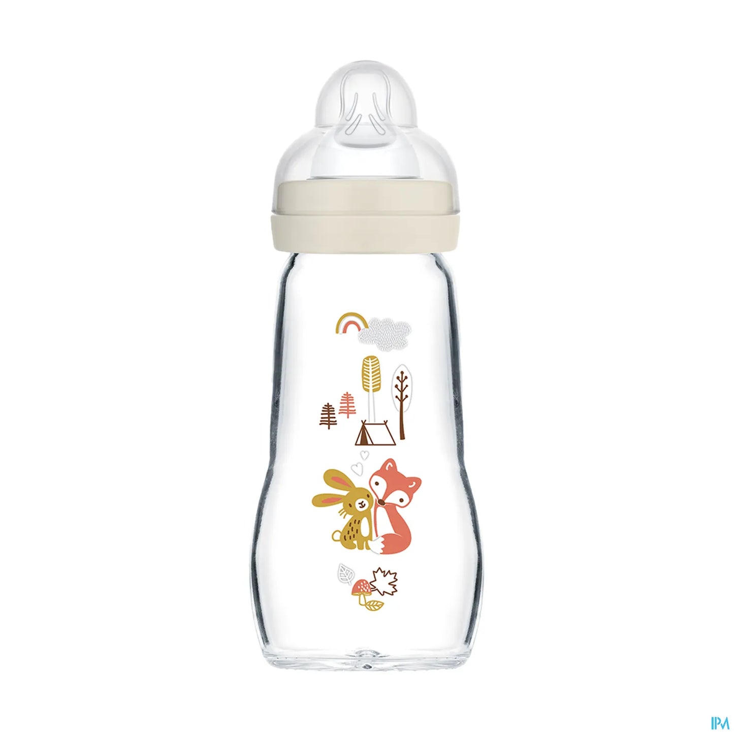 Biberon en Verre Premium 260 ml Blanc - Débit 2 Moyen Tétine SkinSoft