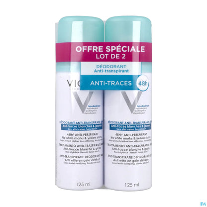 Déodorant Anti-Transpirant Anti-Traces Aérosol 48H Lot de 2 x 125 ml