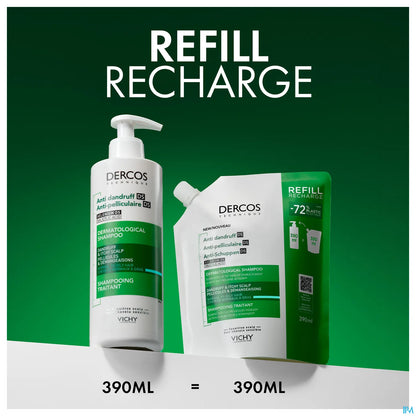 Dercos Anti-Pelliculaire Shampooing Traitant Eco-Recharge Cheveux Gras 400ml