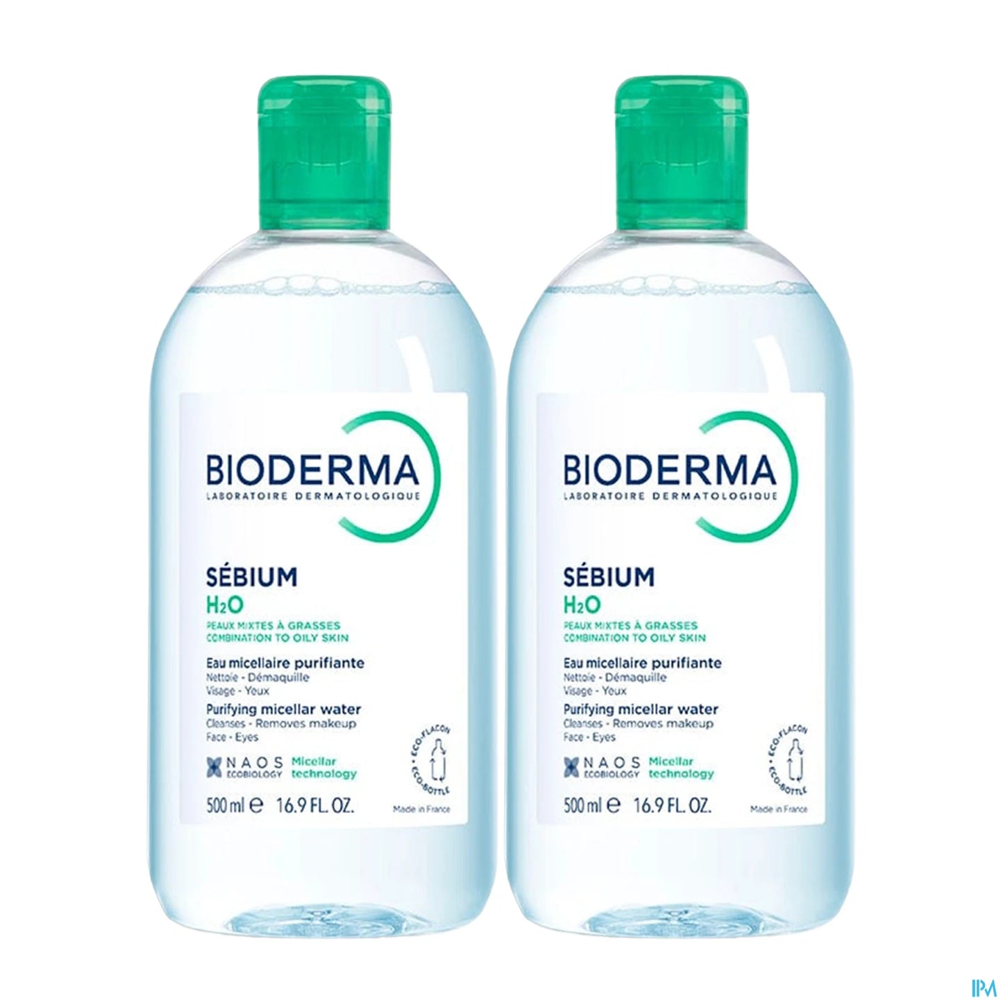 Bioderma Sébium H2O Solution Micellaire Peaux Mixtes à Grasses 2 x 500 mL