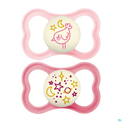 Sucette Suprême Nuit 18 Mois Silicone Zèbre et Galaxie 2 Sucettes