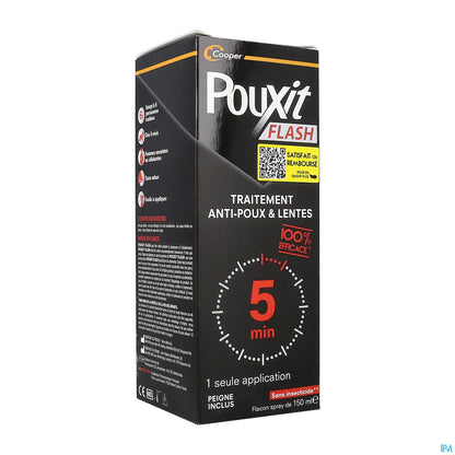Cooper Pouxit Flash Traitement Anti-Poux et Lentes Spray 150ml