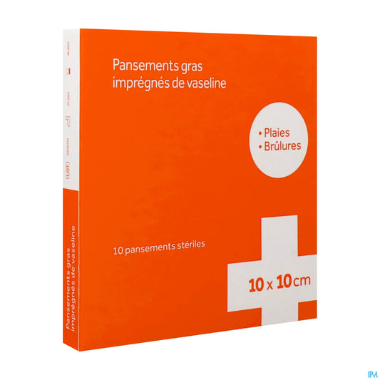 Pansement Gras Vaseline 10 cm x 10 cm Boîte 10