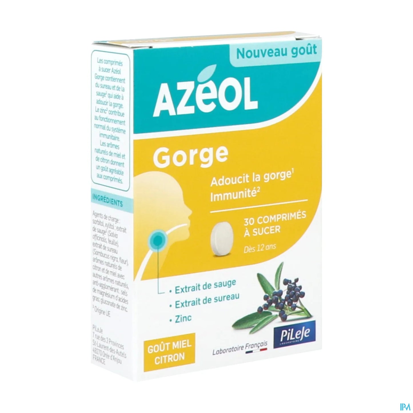 Pileje Azéol Gorge Comprimés à Sucer Miel Citron 30 unités