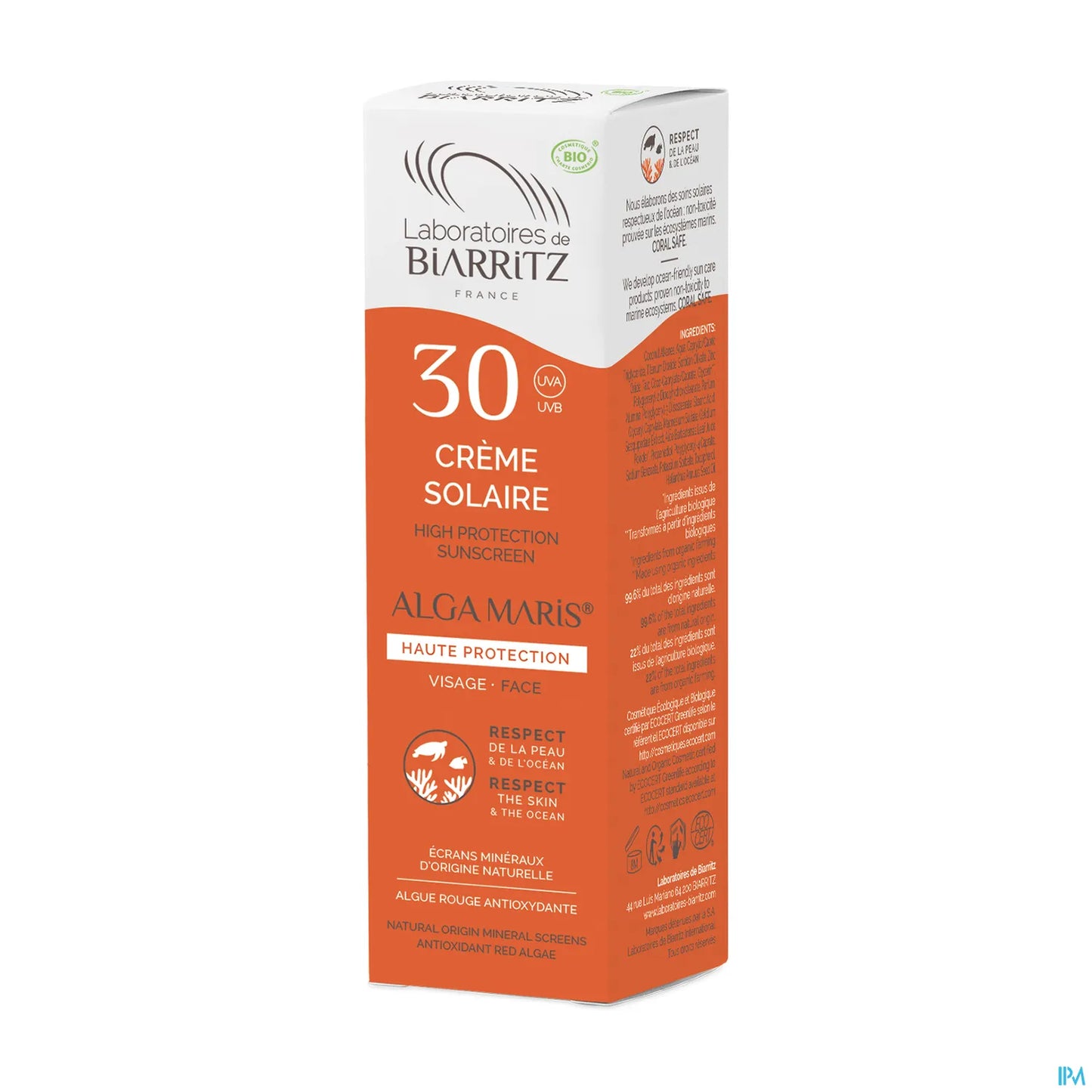 Algamaris Crème Solaire Visage SPF 30 Bio