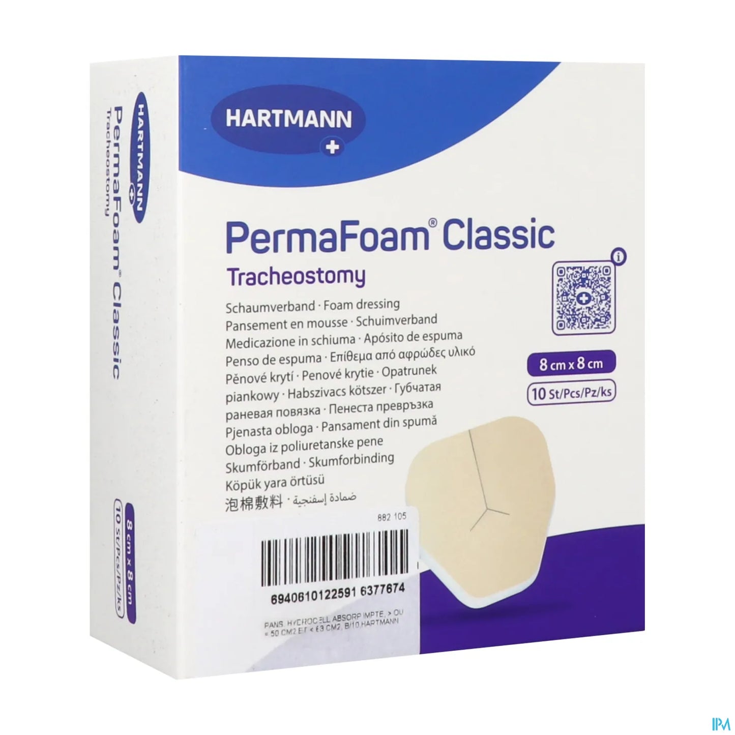 Permafoam Classic Tracheo 8 cm x 8 cm Boîte de 10