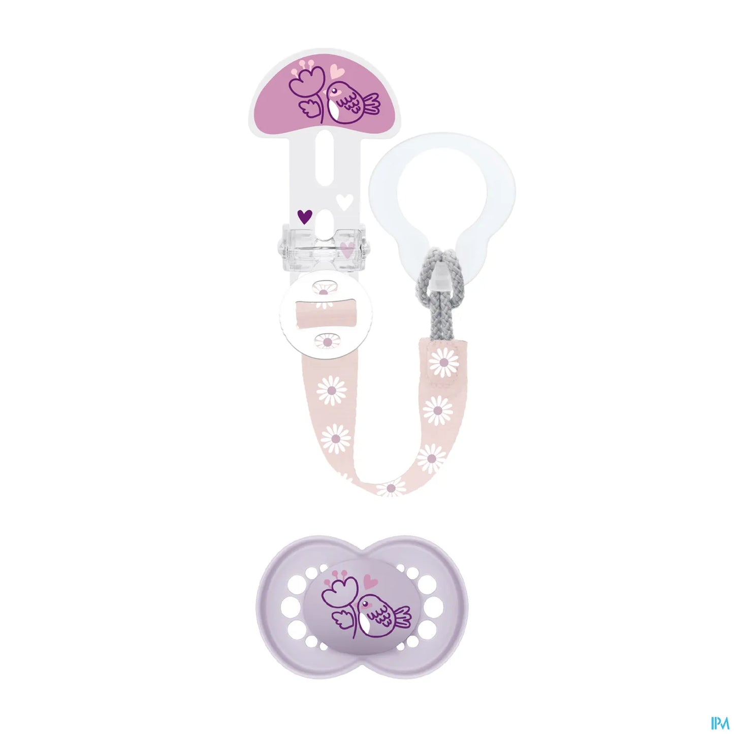 Anatomical Silicone Pacifier and Pacifier Clip Kit +6 Months