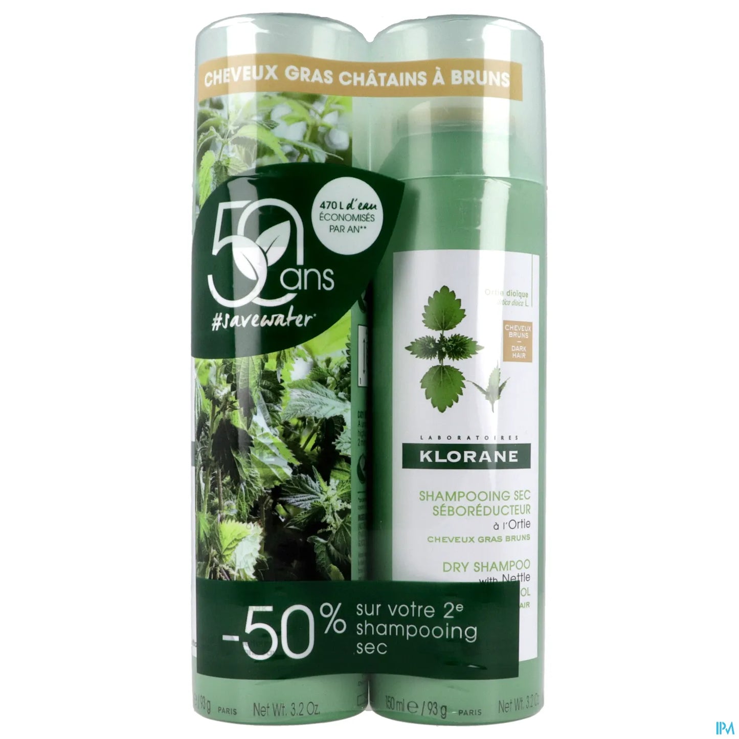 Nettle Dry Shampoo for Light Brown Hair 2x150ml
