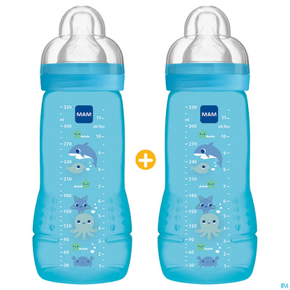 Biberon Easy Active 330 ml 6 Mois Bleu Lot de 2