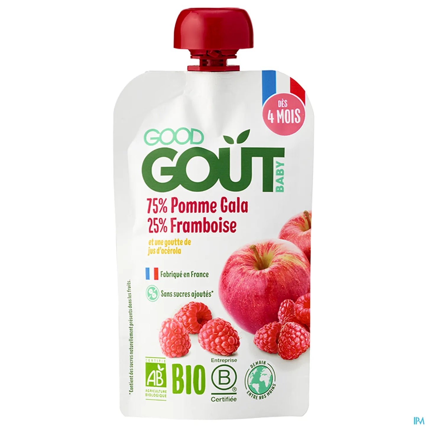 Purea di frutta biologica mela lampone 120 g da 4 mesi